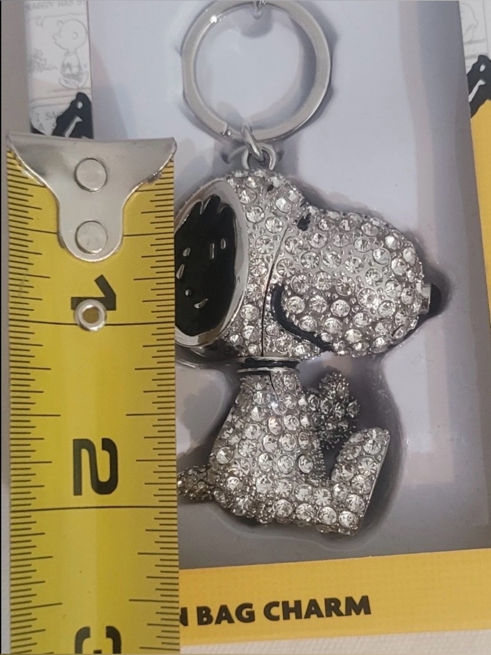 Peanuts Snoopy Rhinestone Clip-On Bag Charm - Silver - Picture 10 of 15